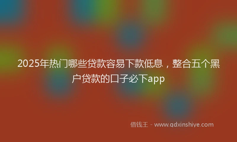 2025年热门哪些贷款容易下款低息，整合五个黑户贷款的口子必下app
