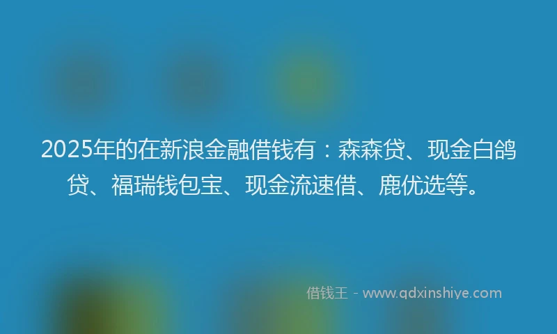 2025年的在新浪金融借钱有：森森贷、现金白鸽贷、福瑞钱包宝、现金流速借、鹿优选等。