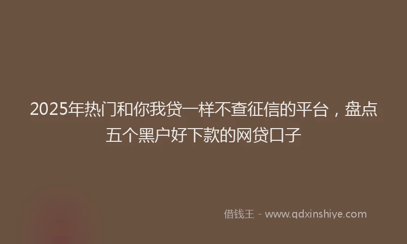 2025年热门和你我贷一样不查征信的平台，盘点五个黑户好下款的网贷口子