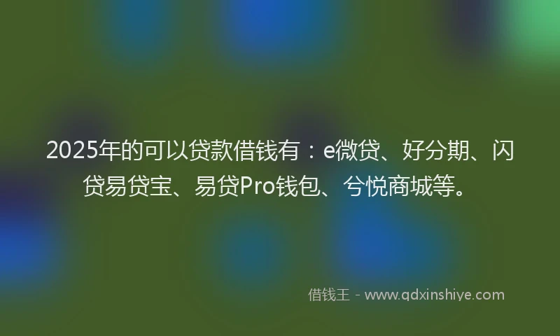 2025年的可以贷款借钱有：e微贷、好分期、闪贷易贷宝、易贷Pro钱包、兮悦商城等。