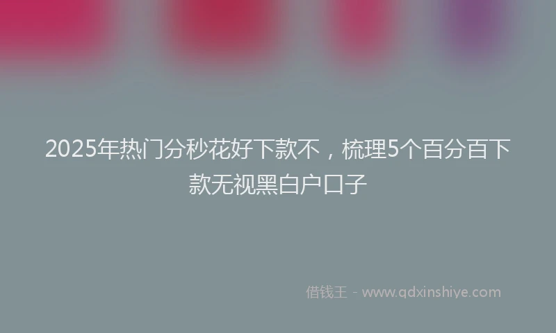 2025年热门分秒花好下款不，梳理5个百分百下款无视黑白户口子