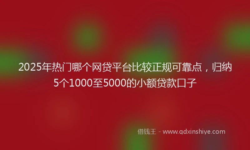 2025年热门哪个网贷平台比较正规可靠点，归纳5个1000至5000的小额贷款口子