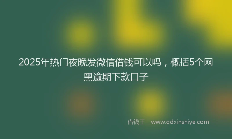 2025年热门夜晚发微信借钱可以吗，概括5个网黑逾期下款口子