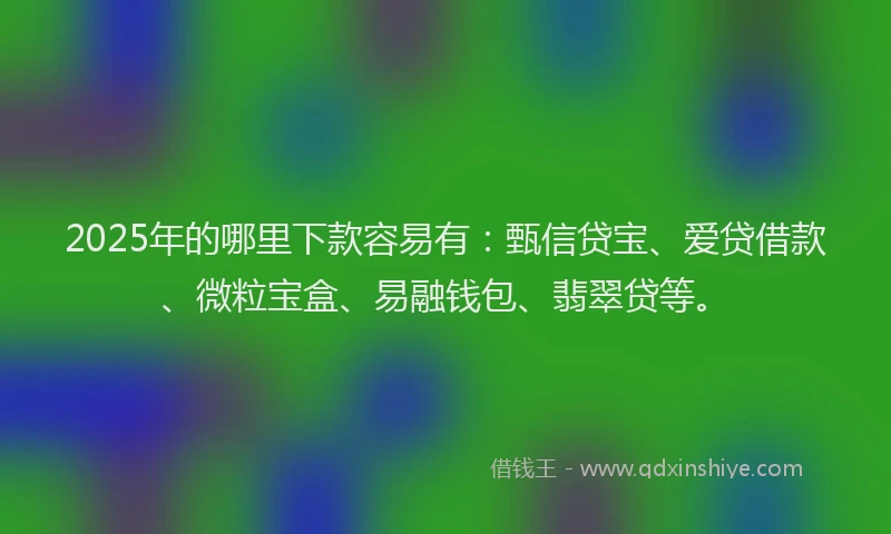 2025年的哪里下款容易有：甄信贷宝、爱贷借款、微粒宝盒、易融钱包、翡翠贷等。