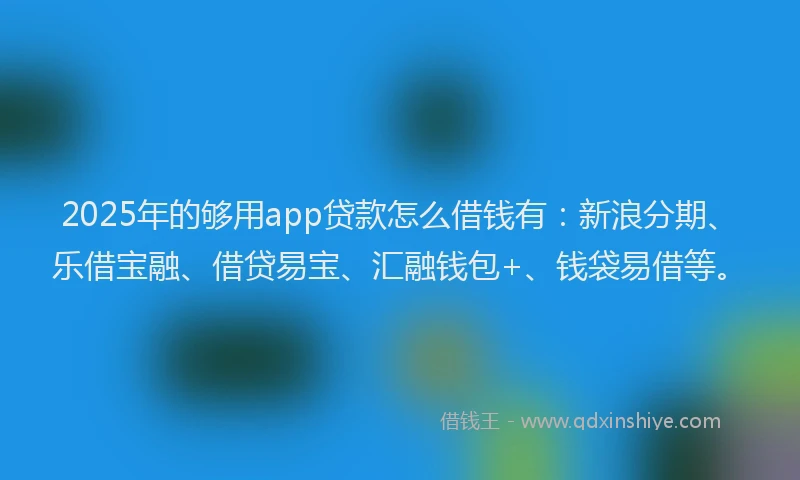 2025年的够用app贷款怎么借钱有：新浪分期、乐借宝融、借贷易宝、汇融钱包+、钱袋易借等。