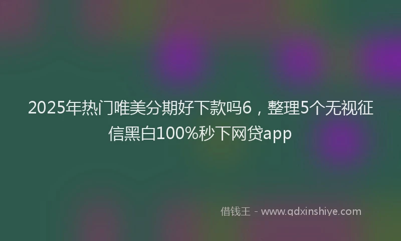 2025年热门唯美分期好下款吗6，整理5个无视征信黑白100%秒下网贷app