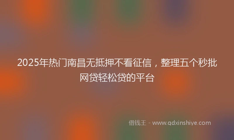 2025年热门南昌无抵押不看征信，整理五个秒批网贷轻松贷的平台