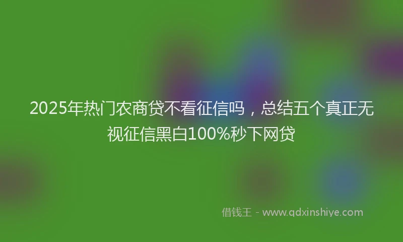 2025年热门农商贷不看征信吗，总结五个真正无视征信黑白100%秒下网贷