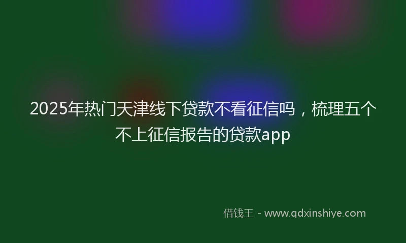 2025年热门天津线下贷款不看征信吗，梳理五个不上征信报告的贷款app