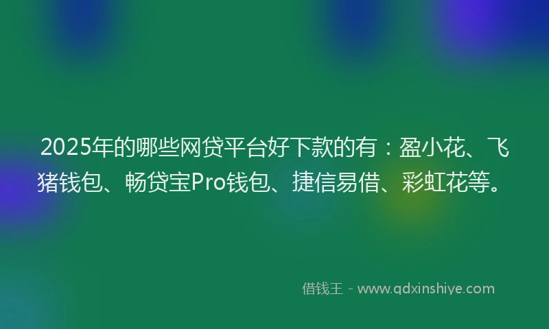 2025年的哪些网贷平台好下款的有：盈小花、飞猪钱包、畅贷宝Pro钱包、捷信易借、彩虹花等。