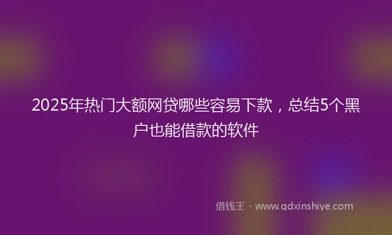 2025年热门大额网贷哪些容易下款，总结5个黑户也能借款的软件