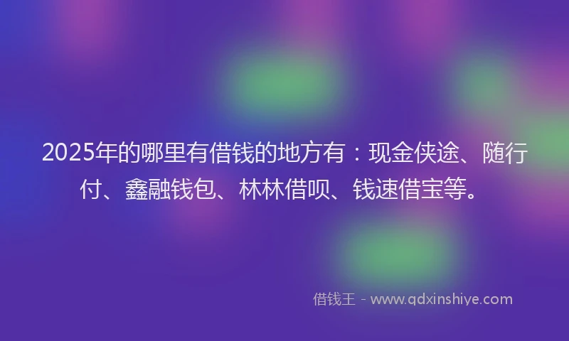 2025年的哪里有借钱的地方有：现金侠途、随行付、鑫融钱包、林林借呗、钱速借宝等。
