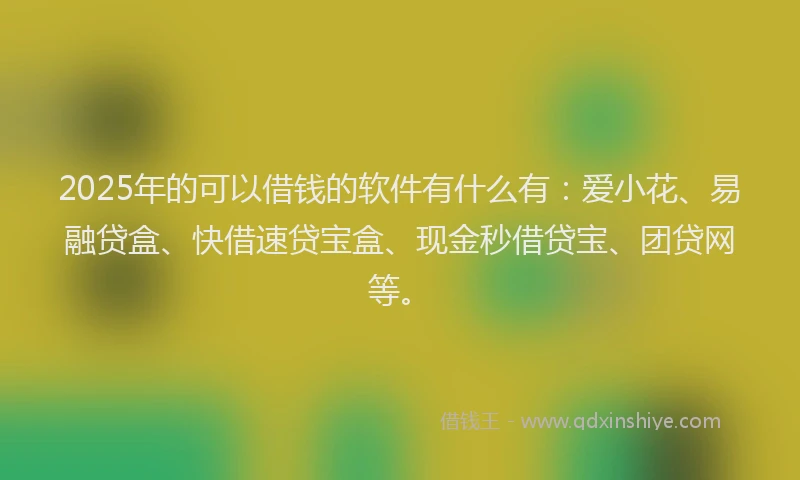 2025年的可以借钱的软件有什么有：爱小花、易融贷盒、快借速贷宝盒、现金秒借贷宝、团贷网等。