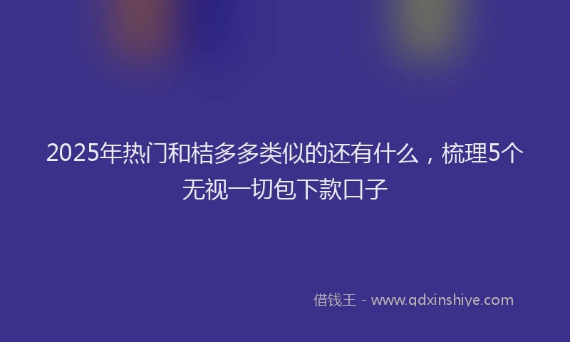 2025年热门和桔多多类似的还有什么，梳理5个无视一切包下款口子