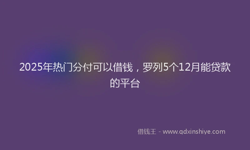 2025年热门分付可以借钱，罗列5个12月能贷款的平台
