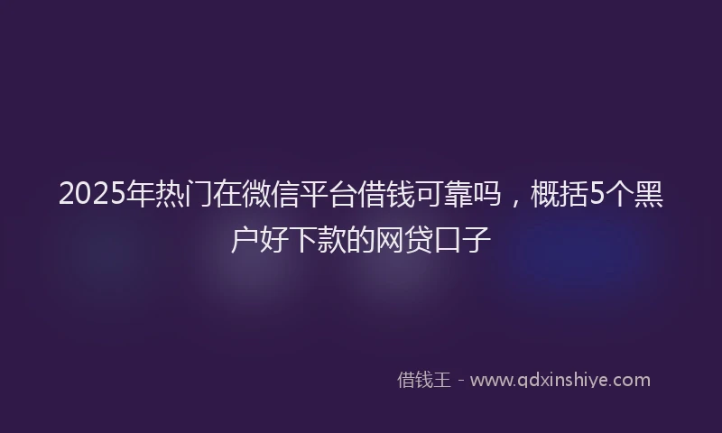 2025年热门在微信平台借钱可靠吗，概括5个黑户好下款的网贷口子