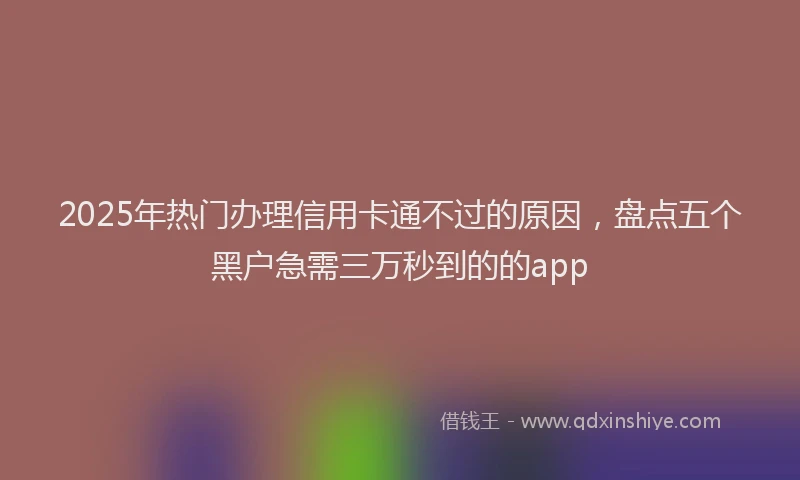 2025年热门办理信用卡通不过的原因，盘点五个黑户急需三万秒到的的app