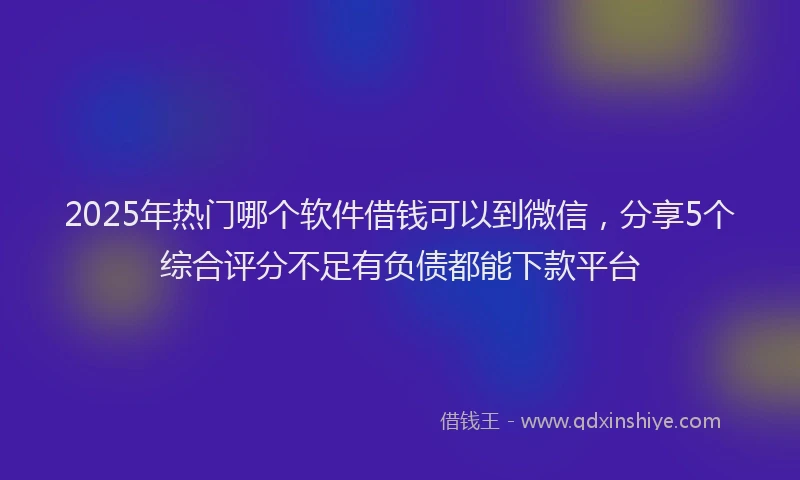 2025年热门哪个软件借钱可以到微信，分享5个综合评分不足有负债都能下款平台