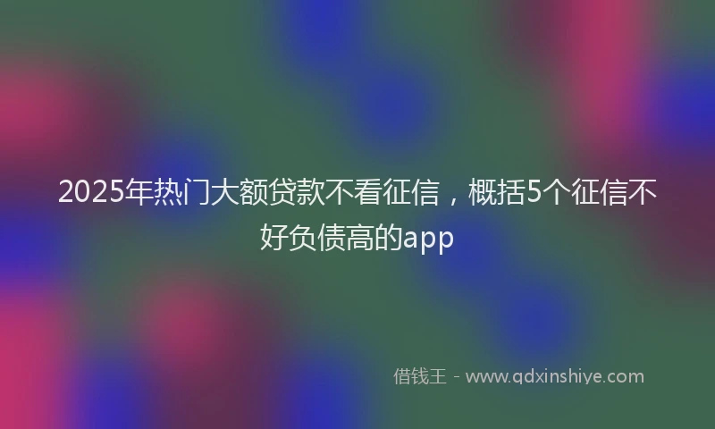 2025年热门大额贷款不看征信，概括5个征信不好负债高的app