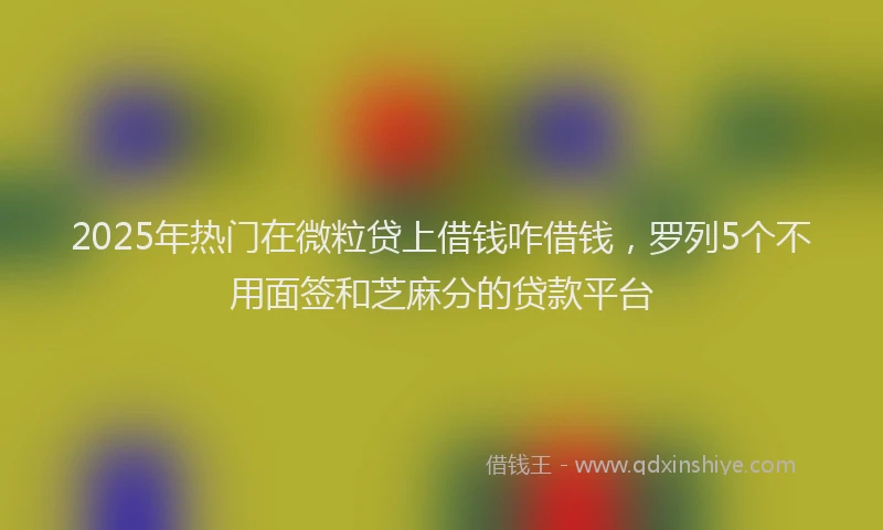 2025年热门在微粒贷上借钱咋借钱，罗列5个不用面签和芝麻分的贷款平台