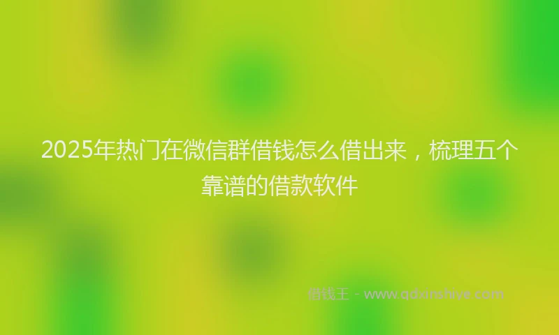 2025年热门在微信群借钱怎么借出来，梳理五个靠谱的借款软件