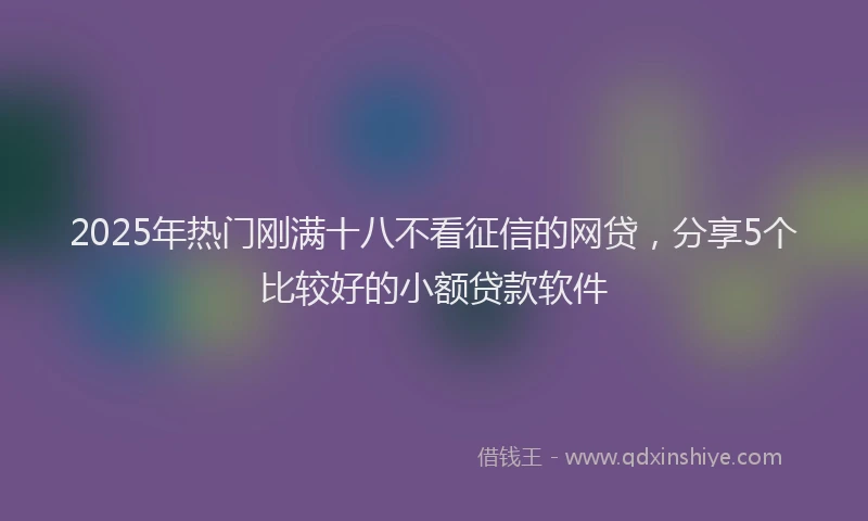 2025年热门刚满十八不看征信的网贷，分享5个比较好的小额贷款软件