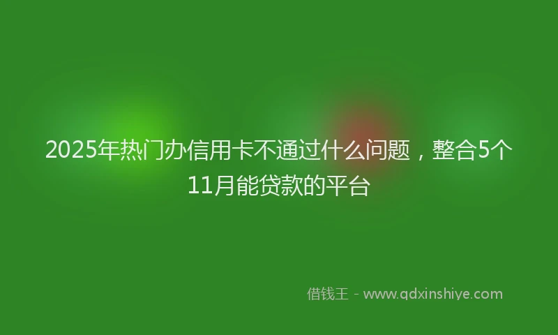 2025年热门办信用卡不通过什么问题，整合5个11月能贷款的平台