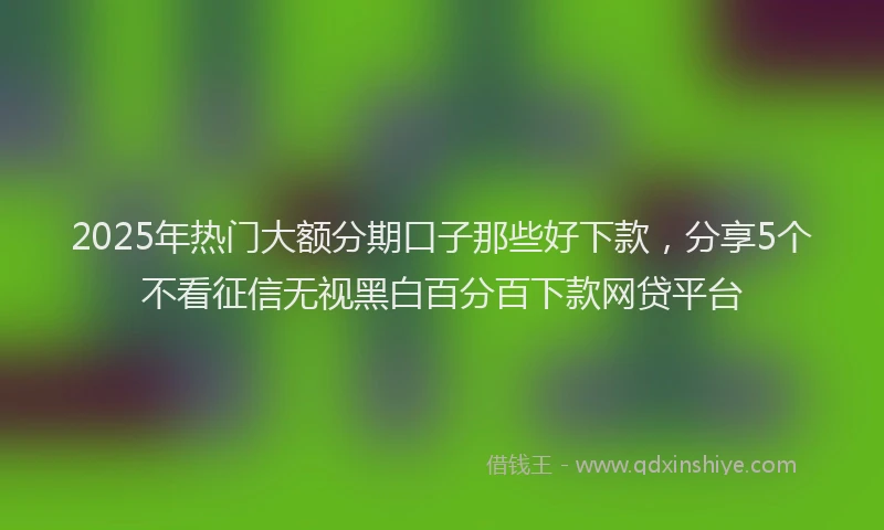 2025年热门大额分期口子那些好下款，分享5个不看征信无视黑白百分百下款网贷平台