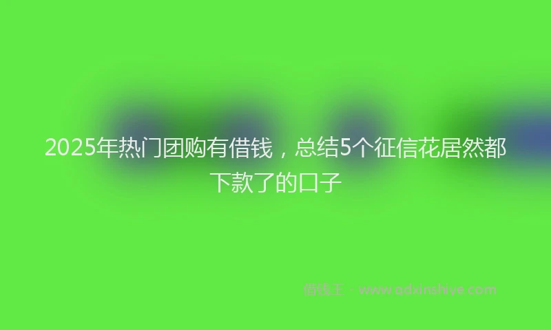2025年热门团购有借钱，总结5个征信花居然都下款了的口子