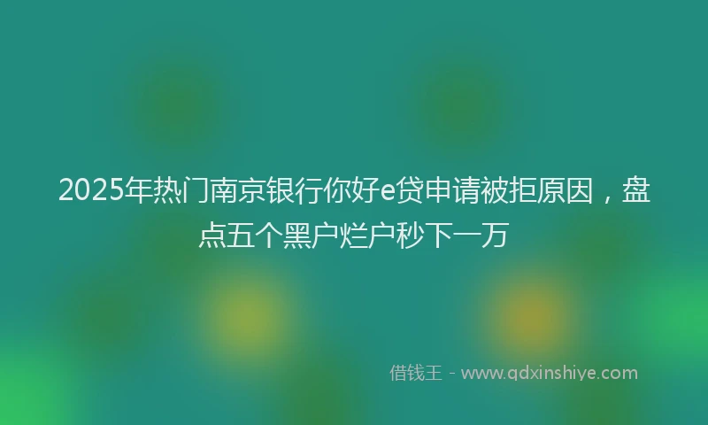 2025年热门南京银行你好e贷申请被拒原因，盘点五个黑户烂户秒下一万