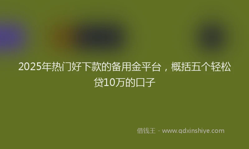2025年热门好下款的备用金平台，概括五个轻松贷10万的口子