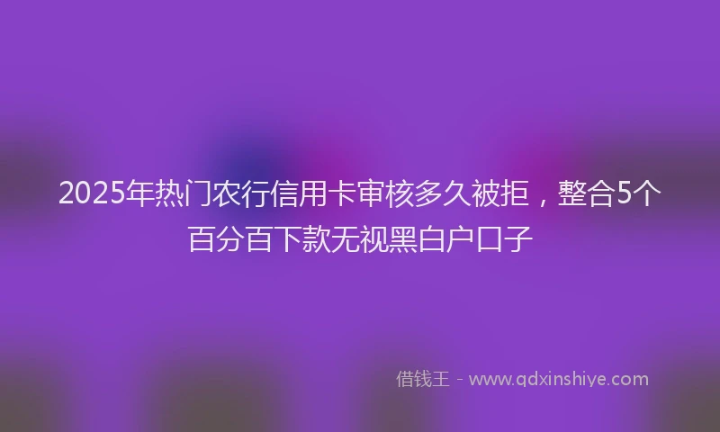2025年热门农行信用卡审核多久被拒，整合5个百分百下款无视黑白户口子
