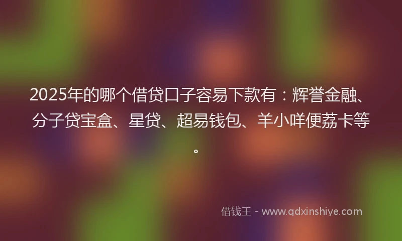 2025年的哪个借贷口子容易下款有：辉誉金融、分子贷宝盒、星贷、超易钱包、羊小咩便荔卡等。