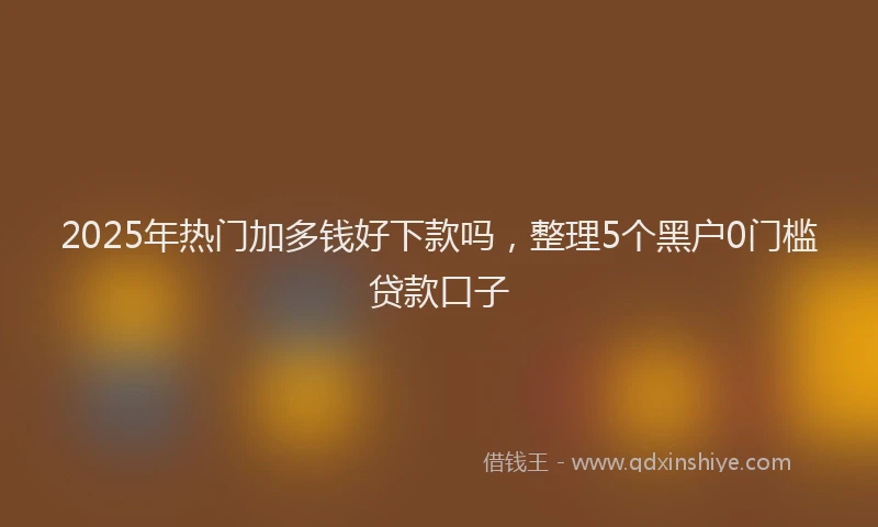 2025年热门加多钱好下款吗，整理5个黑户0门槛贷款口子