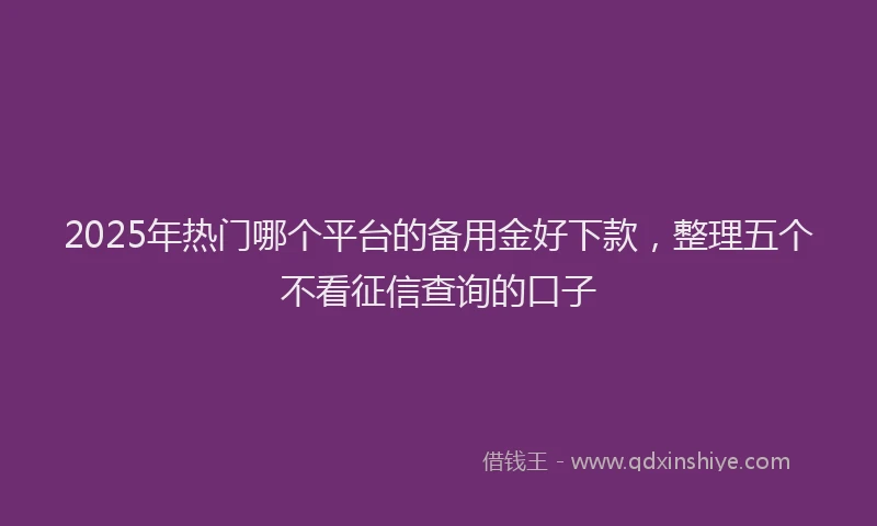 2025年热门哪个平台的备用金好下款，整理五个不看征信查询的口子