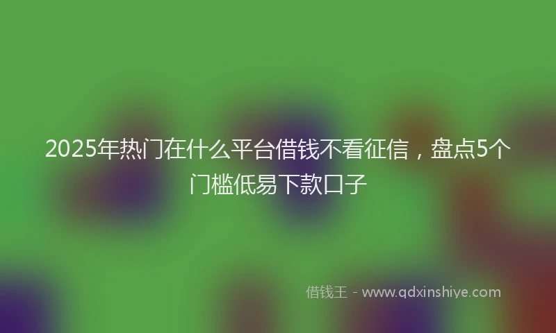 2025年热门在什么平台借钱不看征信，盘点5个门槛低易下款口子