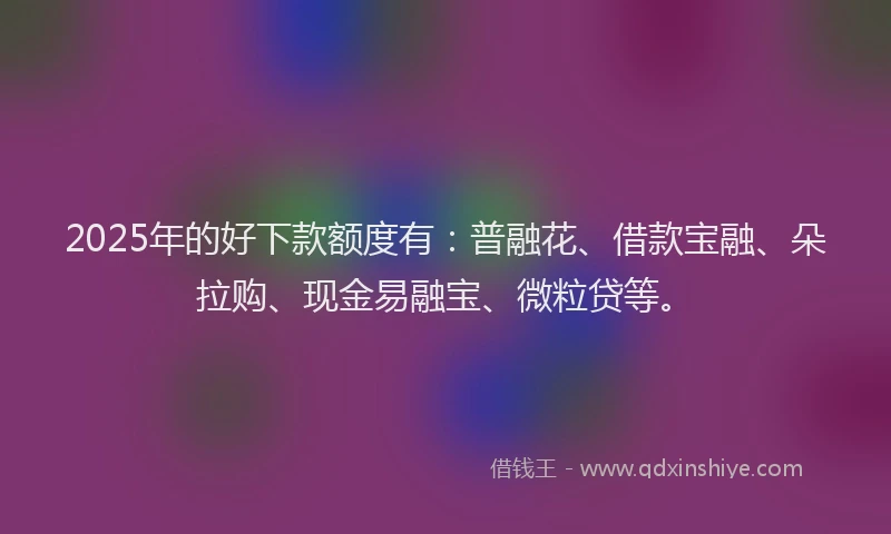 2025年的好下款额度有：普融花、借款宝融、朵拉购、现金易融宝、微粒贷等。