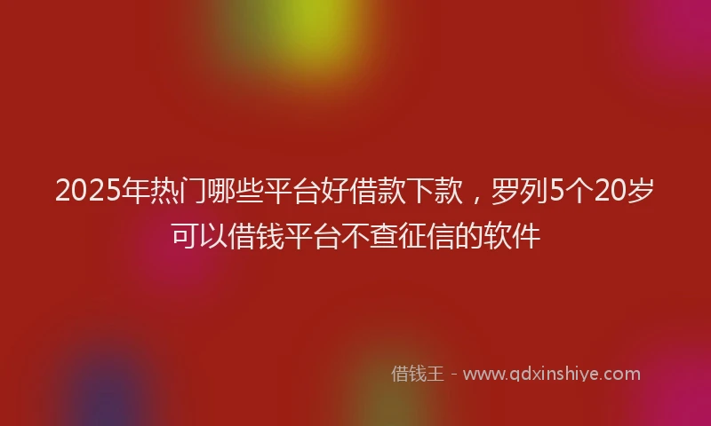 2025年热门哪些平台好借款下款，罗列5个20岁可以借钱平台不查征信的软件