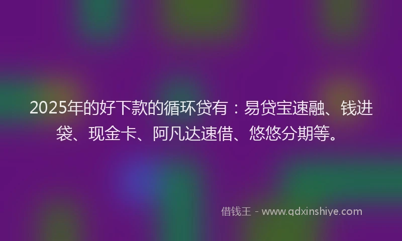 2025年的好下款的循环贷有：易贷宝速融、钱进袋、现金卡、阿凡达速借、悠悠分期等。