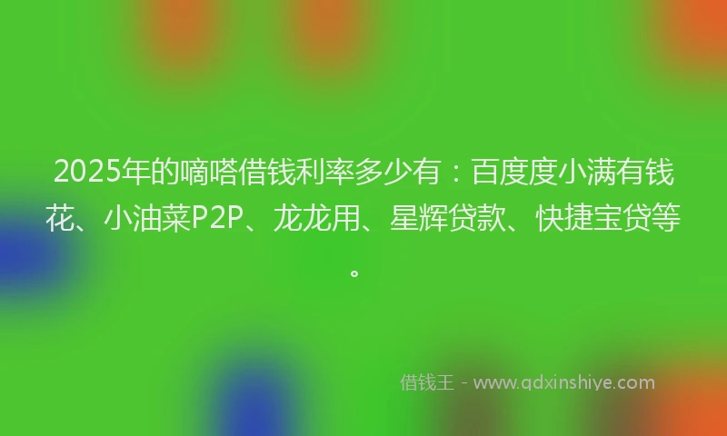 2025年的嘀嗒借钱利率多少有：百度度小满有钱花、小油菜P2P、龙龙用、星辉贷款、快捷宝贷等。
