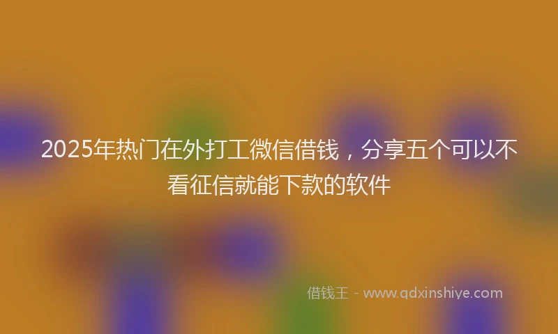 2025年热门在外打工微信借钱，分享五个可以不看征信就能下款的软件