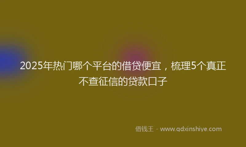 2025年热门哪个平台的借贷便宜，梳理5个真正不查征信的贷款口子