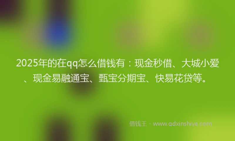 2025年的在qq怎么借钱有：现金秒借、大城小爱、现金易融通宝、甄宝分期宝、快易花贷等。
