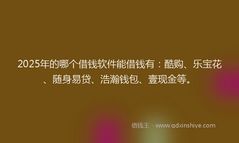 2025年的哪个借钱软件能借钱有：酷购、乐宝花、随身易贷、浩瀚钱包、壹现金等。