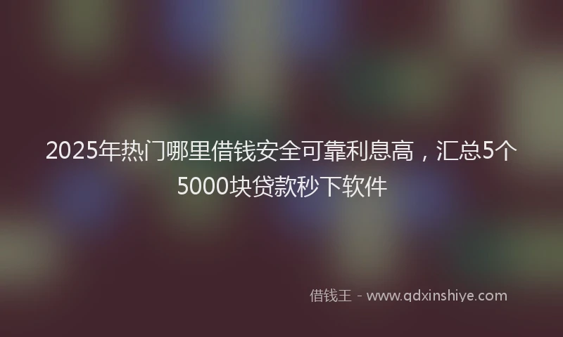 2025年热门哪里借钱安全可靠利息高，汇总5个5000块贷款秒下软件