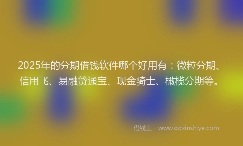 2025年的分期借钱软件哪个好用有：微粒分期、信用飞、易融贷通宝、现金骑士、橄榄分期等。