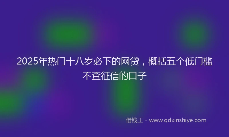 2025年热门十八岁必下的网贷，概括五个低门槛不查征信的口子