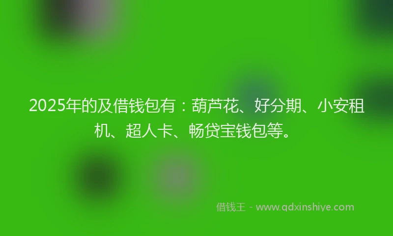 2025年的及借钱包有：葫芦花、好分期、小安租机、超人卡、畅贷宝钱包等。