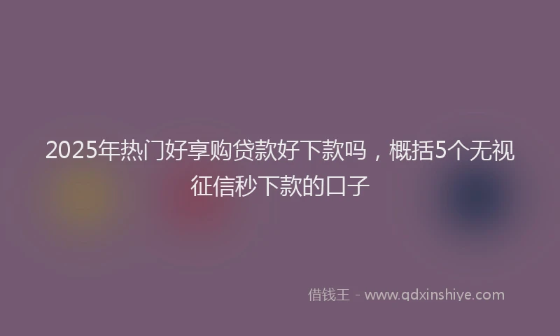 2025年热门好享购贷款好下款吗，概括5个无视征信秒下款的口子