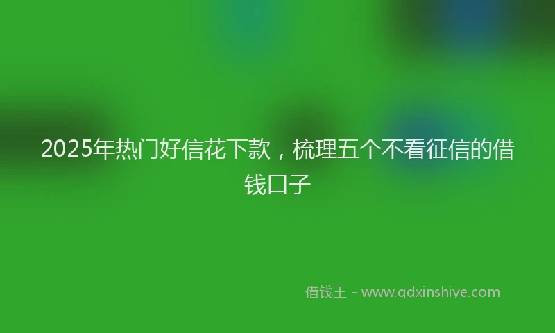 2025年热门好信花下款，梳理五个不看征信的借钱口子